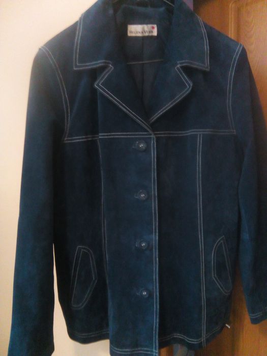 Geaca Dama Piele Întoarsă Bleumarin Mărimea XL ,XXL,NOU