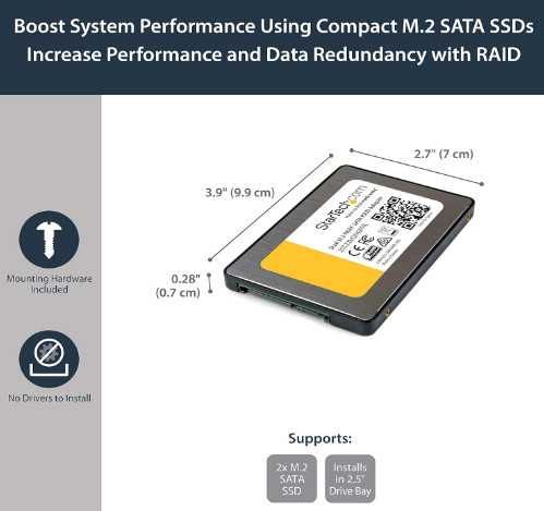 Адаптер StarTechcom Dual M.2 SATA RAID - 2x M.2 SSD към 2.5in SATA