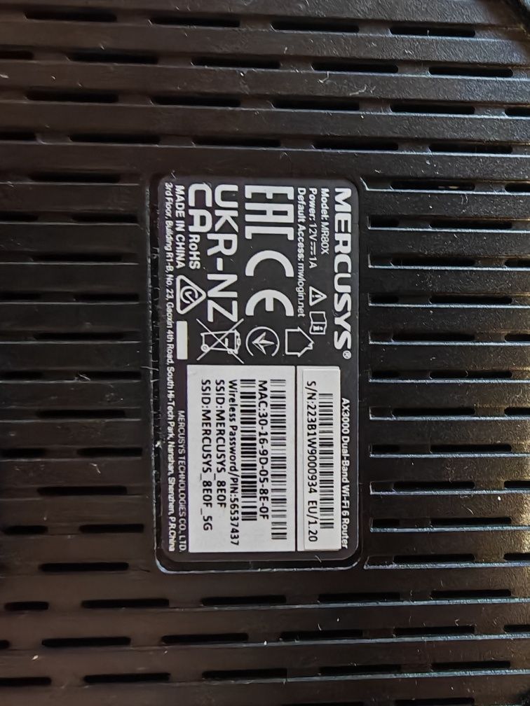 Router Wireless Gigabit MERCUSYS MR80X AX3000, WI-Fi 6, Dual-Band