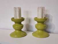 Set 2 sfesnice portelan, culoare verde, suporti masa 15 cm