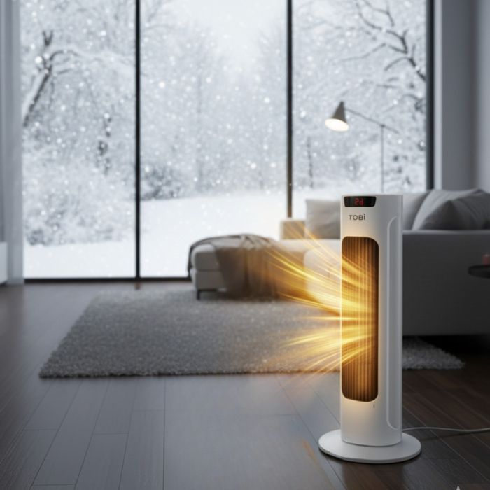 Вертикален керамичен отоплител с дистанционно и защита от прегряване