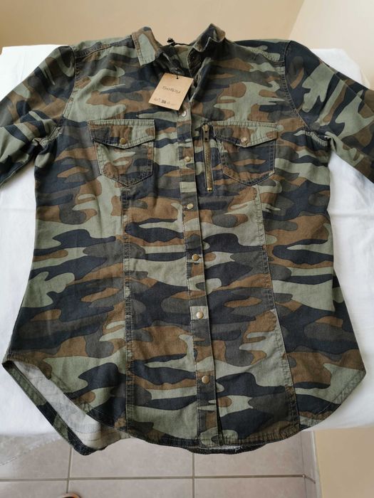 Camasa femei maneca lunga verde camuflaj, verde militar, marime 38