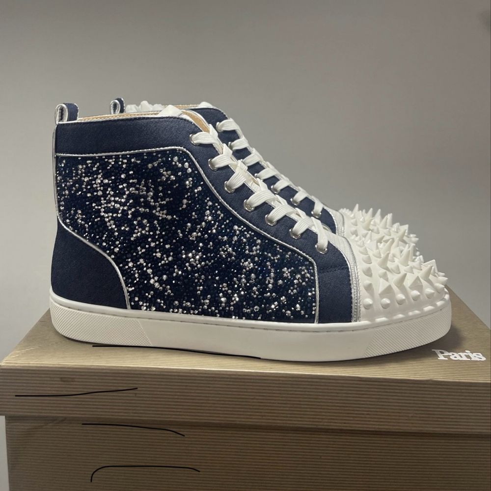 christial loubutin high white-blue