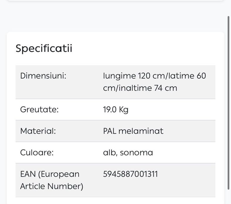 Birou lemn/pal melaminat alb