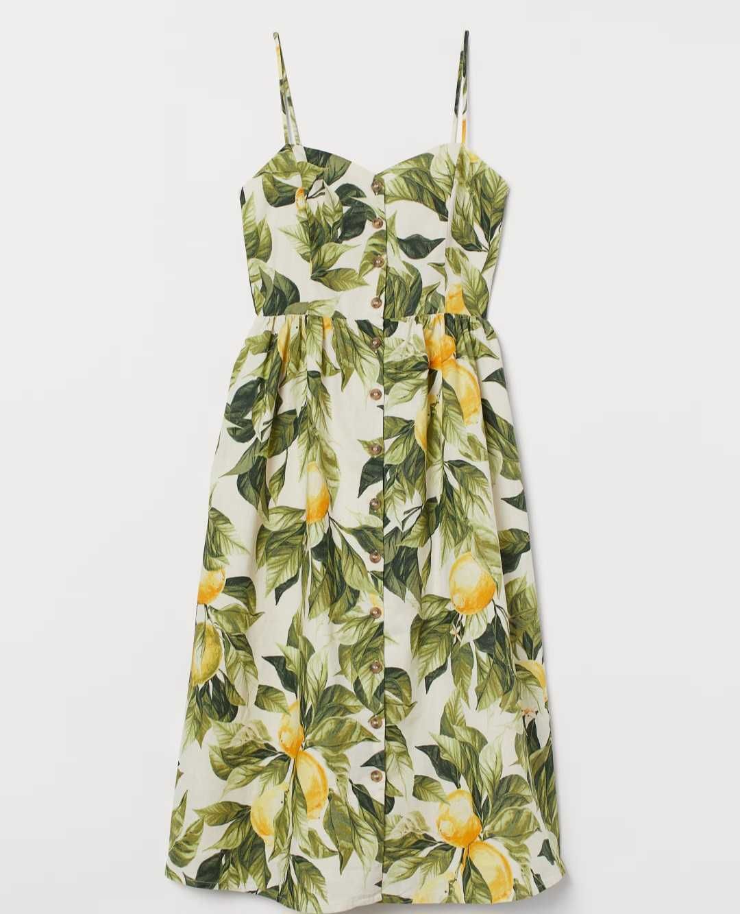 Рокля лен лимони H&M