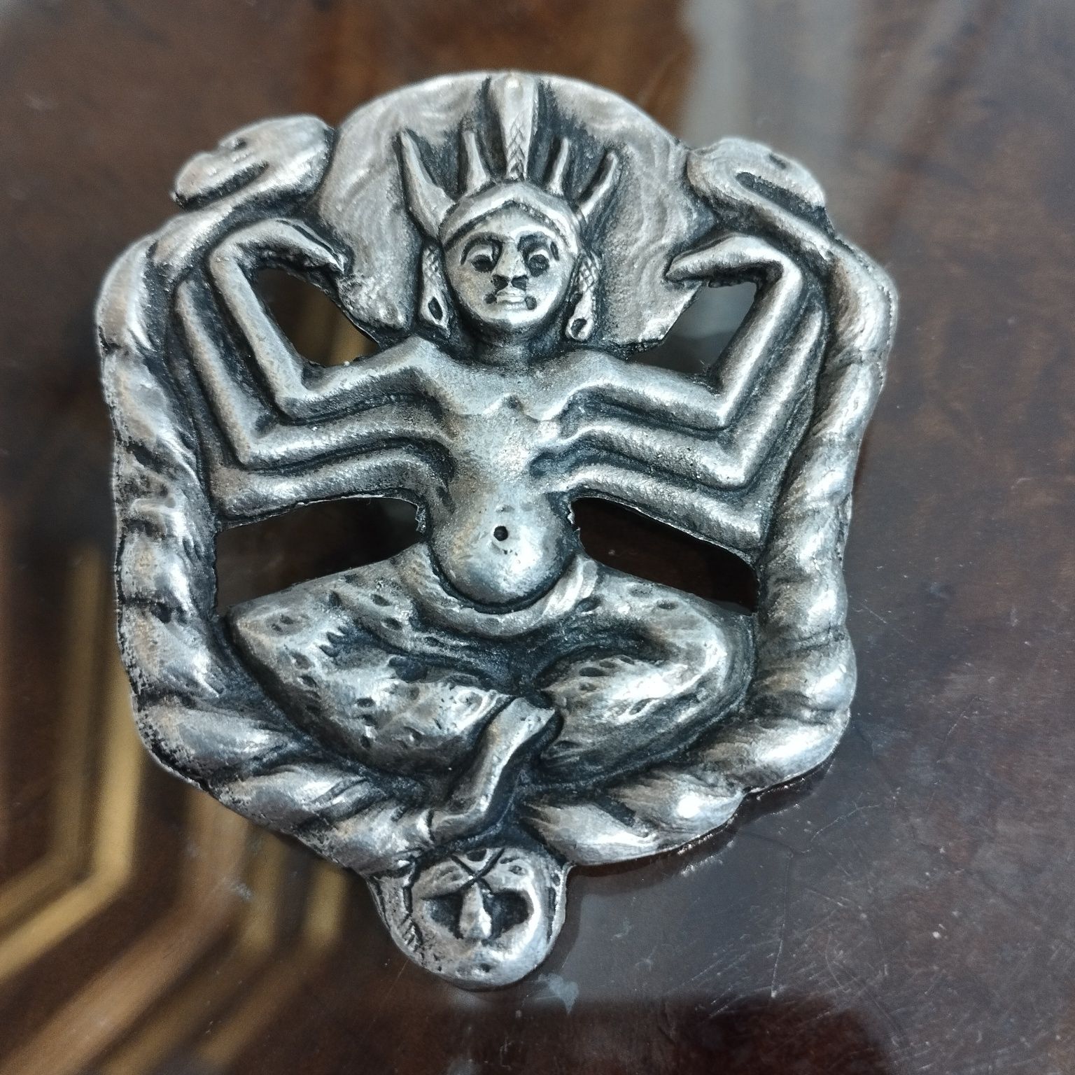 Amuleta protectie din argint pandantiv zeu tribal etnica
