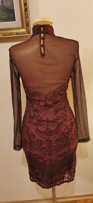 Официална рокля,, Patsy Seddon "England размер 14 Uk/L - XL Бордо