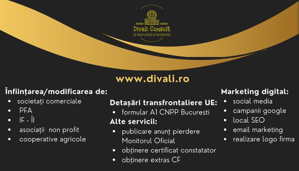 Înființări firme (SRL, PFA) / Înființare firmă