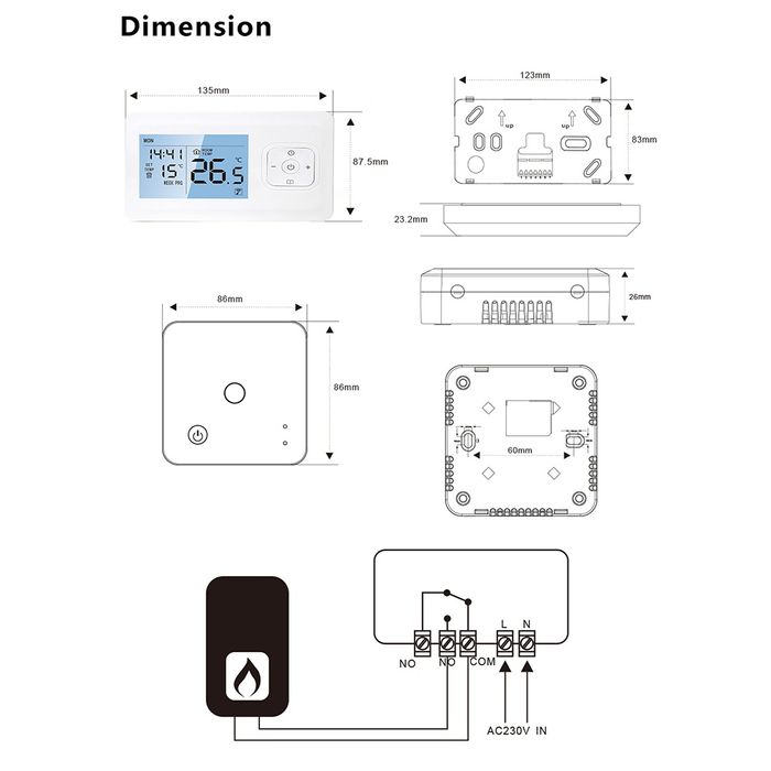 Termostat smart centrala gaz WiFi TUYA(fara fir)