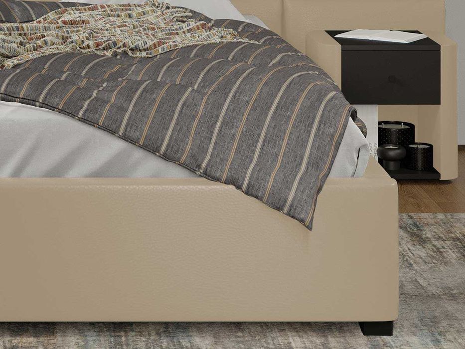 Pat tapitat Cico 190 rabatabil 287x114 C2 din piele/stofa Crem Nube 4