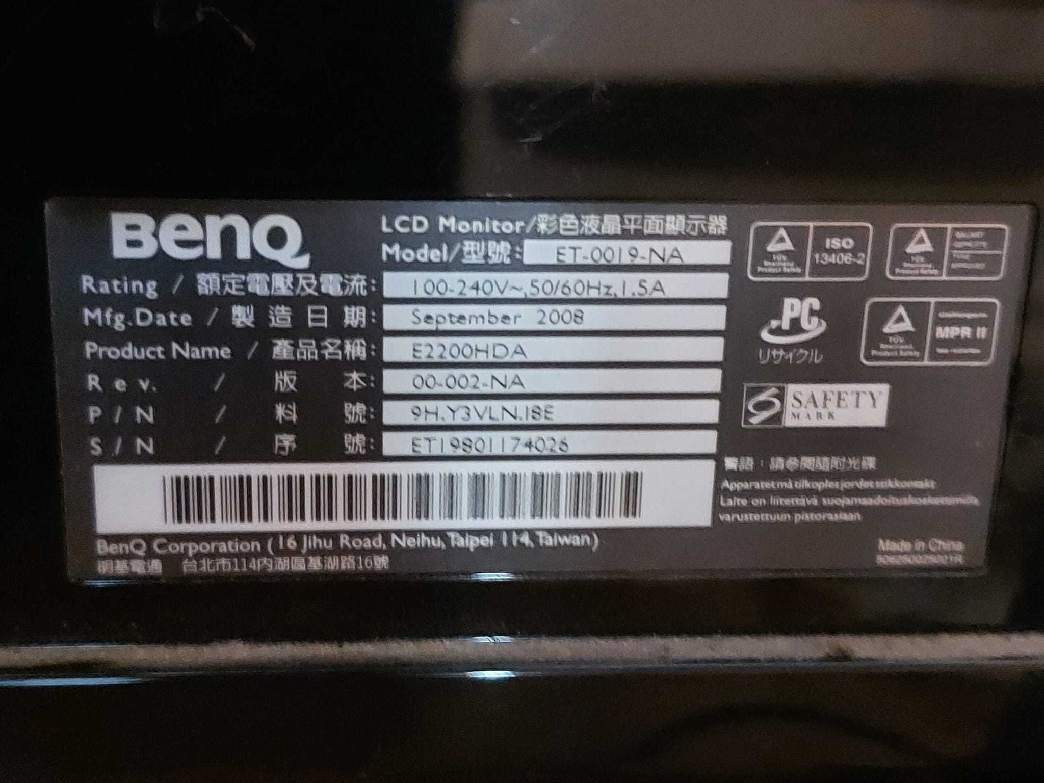 Monitor BenQ 21,5", ET-0019-NA, VGA si LCD  Fujitsu Siemens 21''