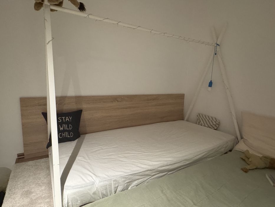 Pat pentru copii alb din lemn 90x190 cm Maralis Kave