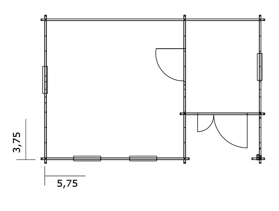 Сглобяеми дървени преместваеми къщи масив 22м2 - дървени бунгала масив