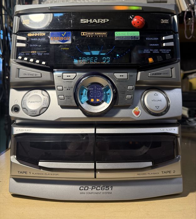 Combina Sharp CD-PC651, dublu cass, radio, boxe