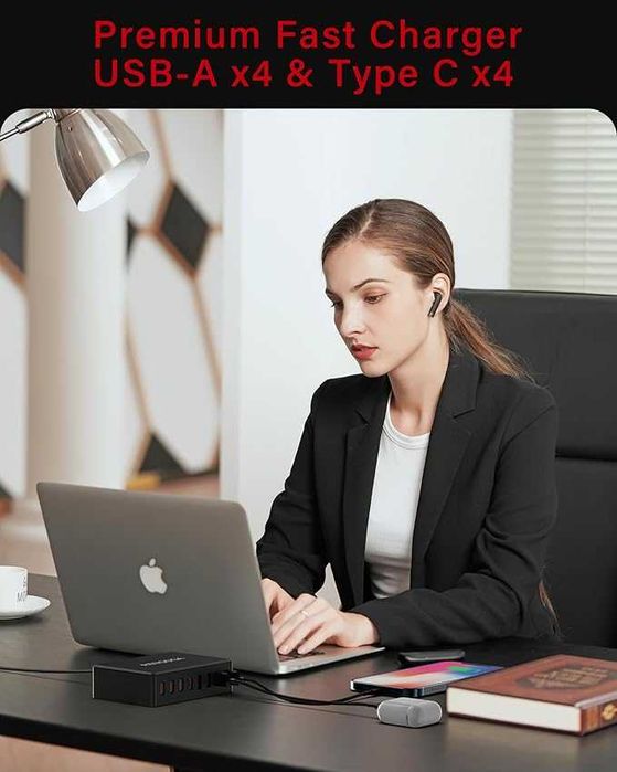 RENGOGA 8-портово USB C зарядно  с функция за бързо зареждане