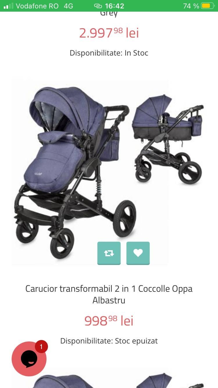 Carucior transformabil 2 in 1 Coccolle Oppa Albastru