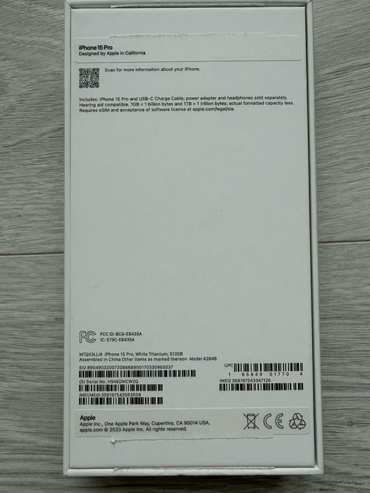 iphone 15 pro WHITE TITANIUM 512 GB