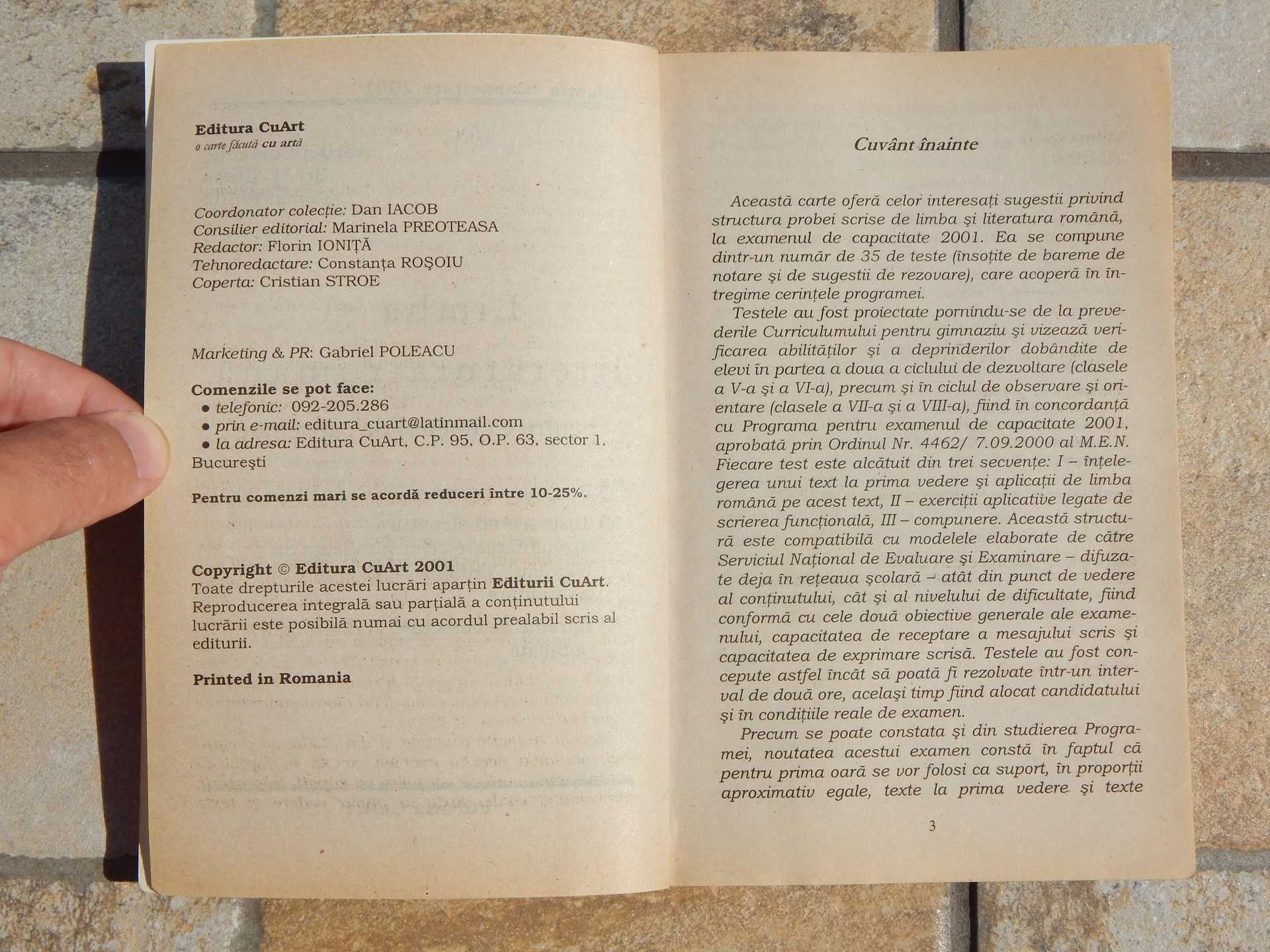 Limba si literatura romana pt examenul de capacitate ed cuART 2001