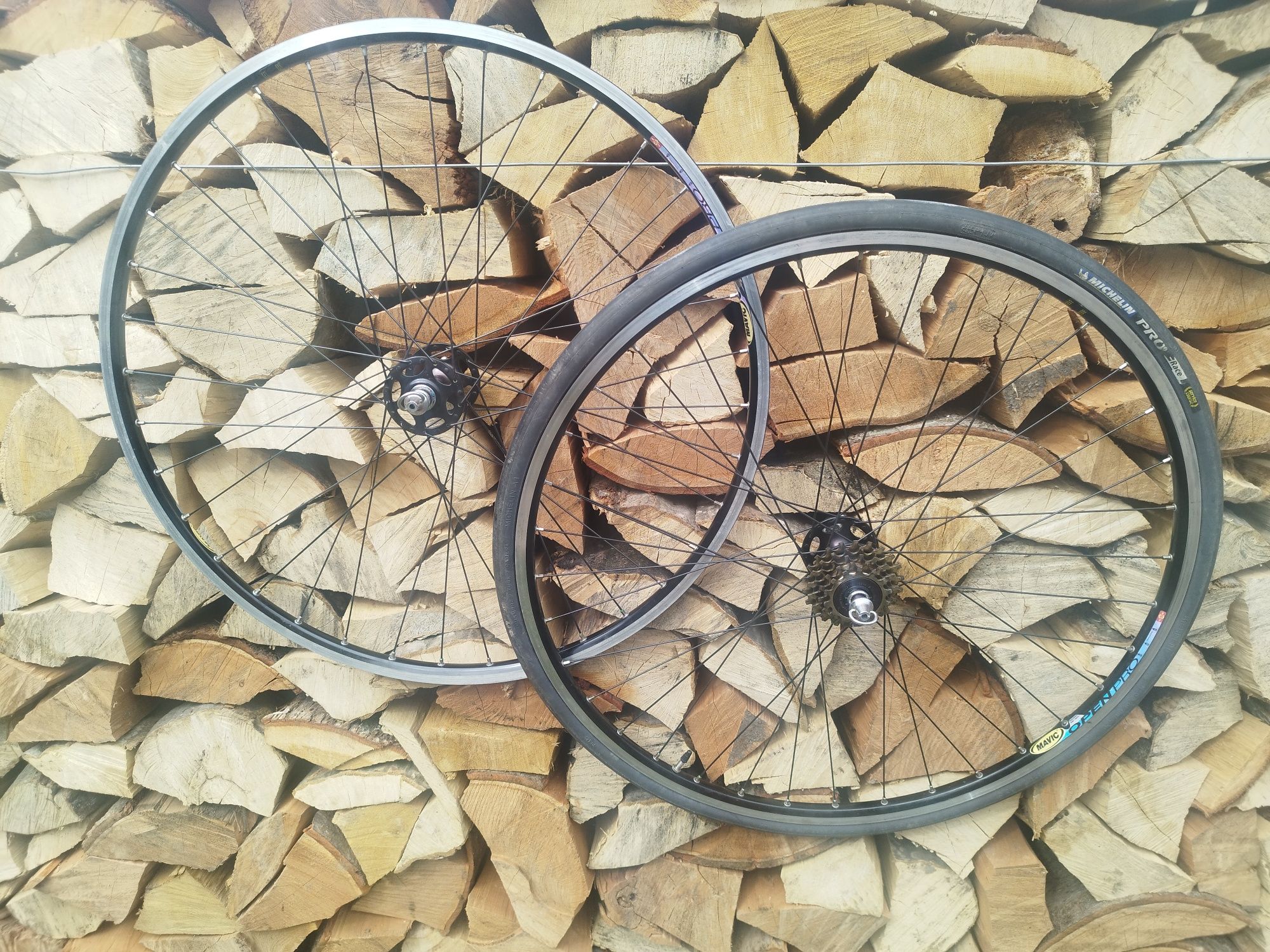 Roti cursiera vintage Mavic Open Pro, Dura Ace black 1 st. gen.