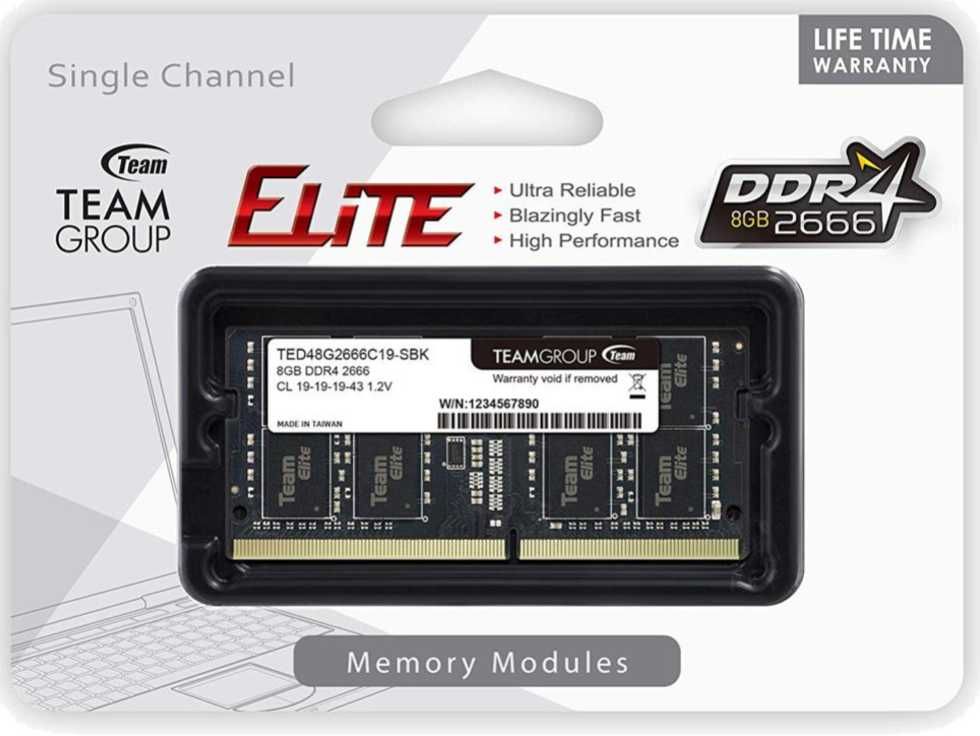 Модуль памяти Team Group ELITE,  8 ГБ DDR 4, 3200 МГц