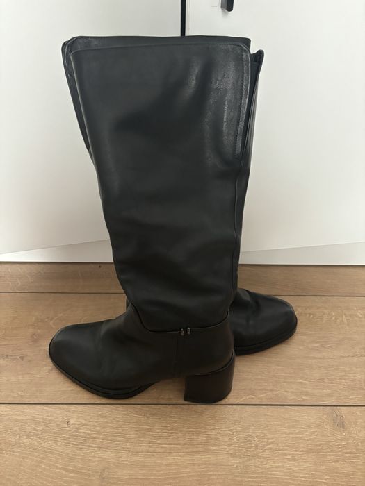 Сапоги кожаные, черные, зимние