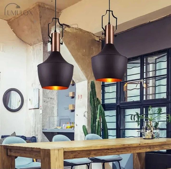 Candelabru industrial retro lumina abajur metalic negru