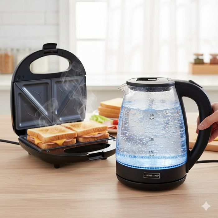 Електрическа кана HOME STAR:
Мощност: 1500W;
Капацитет: 1.8 L;
Захранв