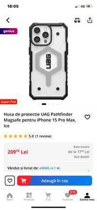 Husa de protectie UAG Pathfinder Magsafe pentru iPhone 15 Pro Max, Ice