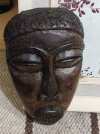 Masca africana , vintage , lemn masiv