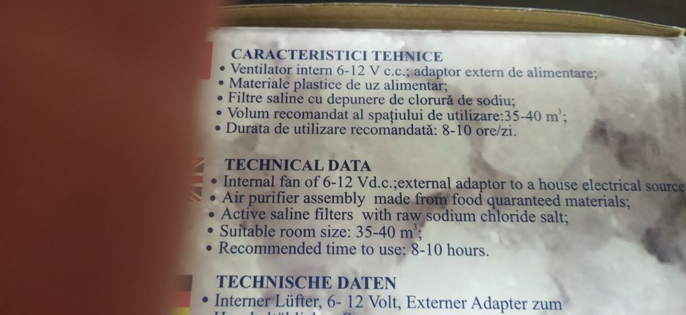 Aparat de purificare salină a aerului nou nouț