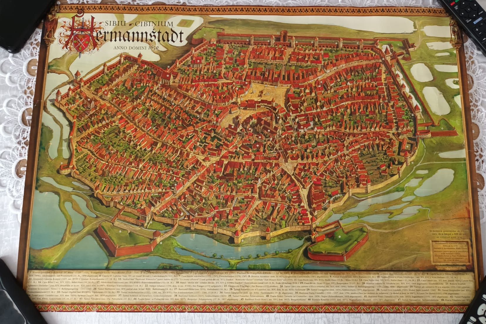 Harta anul 1650 Hermannstadt, Sibiu - Cibinium