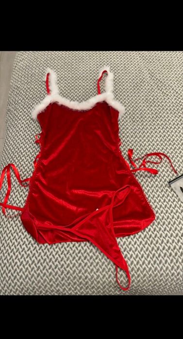 Lenjerie sexy din catifea de Crăciun M/L