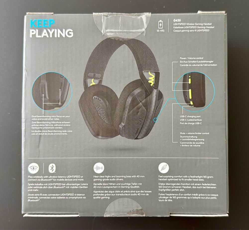 Căști Logitech G435 Lightspeed wireless negre Autentice Noi, Sigilate