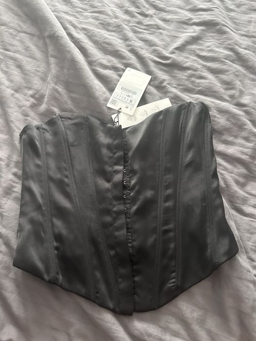 Черен сатенен корсет Zara