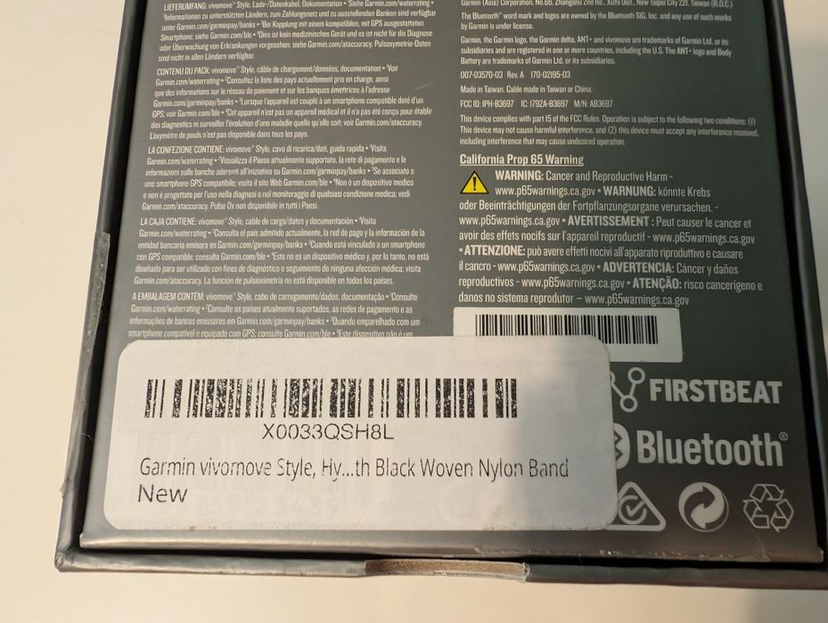 Ceas smartwatch hibrid Garmin Vivomove Style, curea nailon