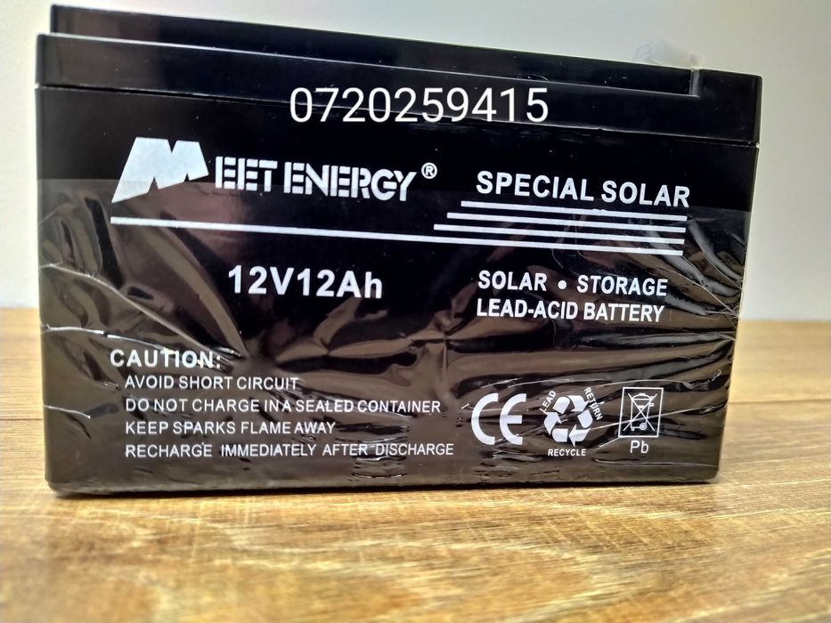 Acumulator pentru panou solar, Camping, Pescuit, Meet Energy 12V 12Ah