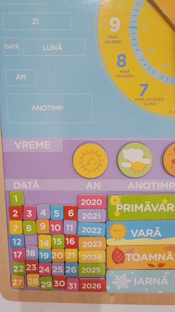 Calendar magnetic vremea, ceas, zilele saptamanii - limba romana