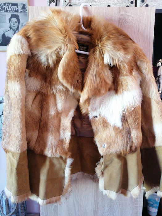 ROBERTO CAVALLI, оригинално палто от естествена кожа и естествен косъм