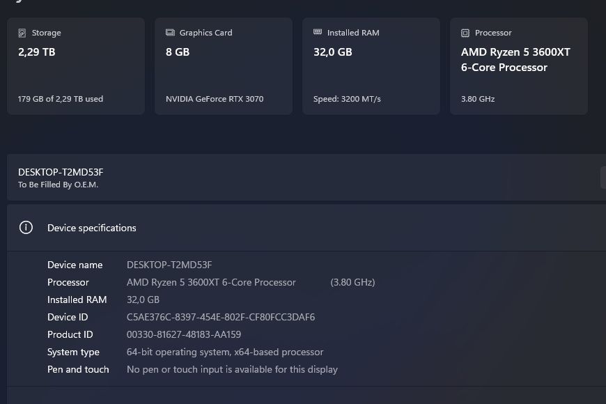 Геймърски Компютър / Ryzen 5 3600XT/32GB RAM/512GBNVMe+2TBHDD/ RTX3070