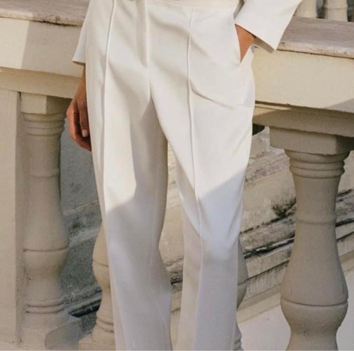 Pantaloni Zara albi office noi cu eticheta