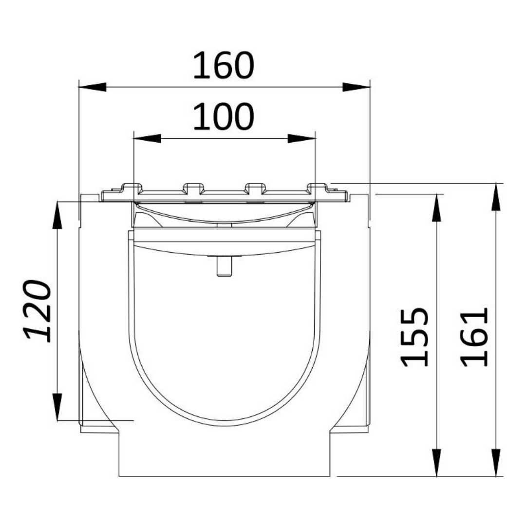 Rigola cu gratar de fonta 1000x156x150 - 25t rezistenta - debit mare