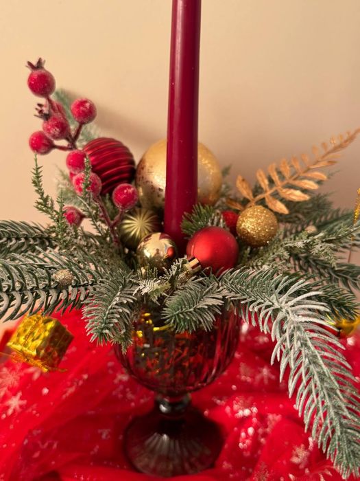 Decorațiune de Crăciun – pahar cu lumânare (handmade)
