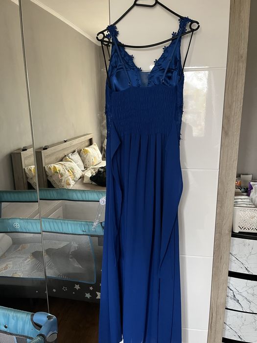 Дълга тъмно синя рокля расмер С/М