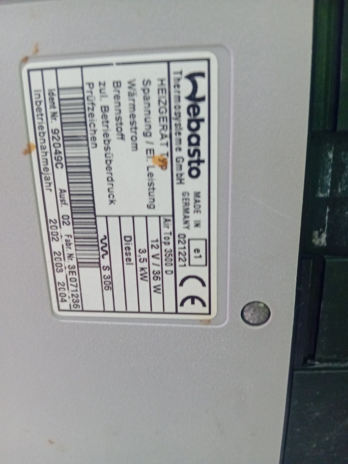 Суха печка Webasto 3500 D 12 волта