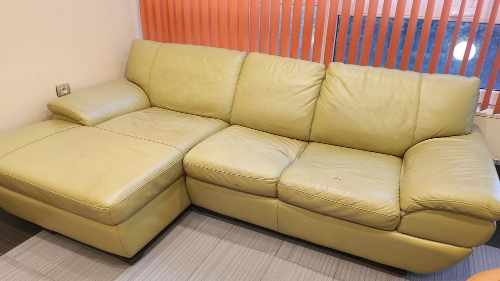 Ъглов диван естествена кожа