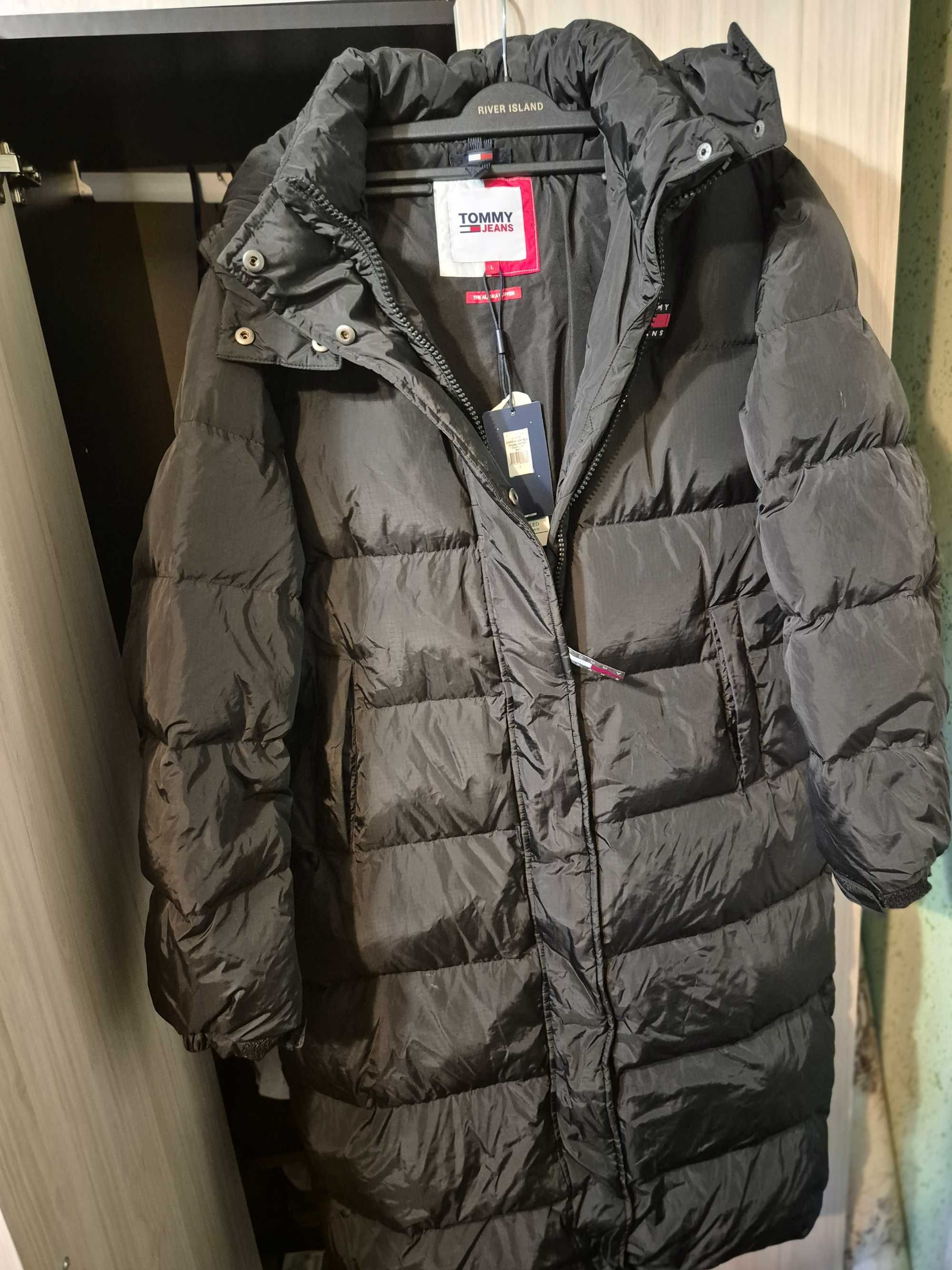 Дамско черно яке tommy jeans puffer L