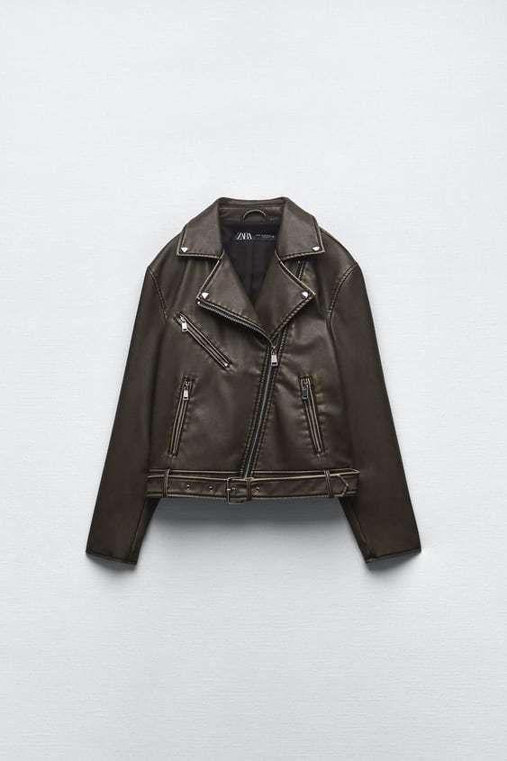 Zara oversized leather jacket
