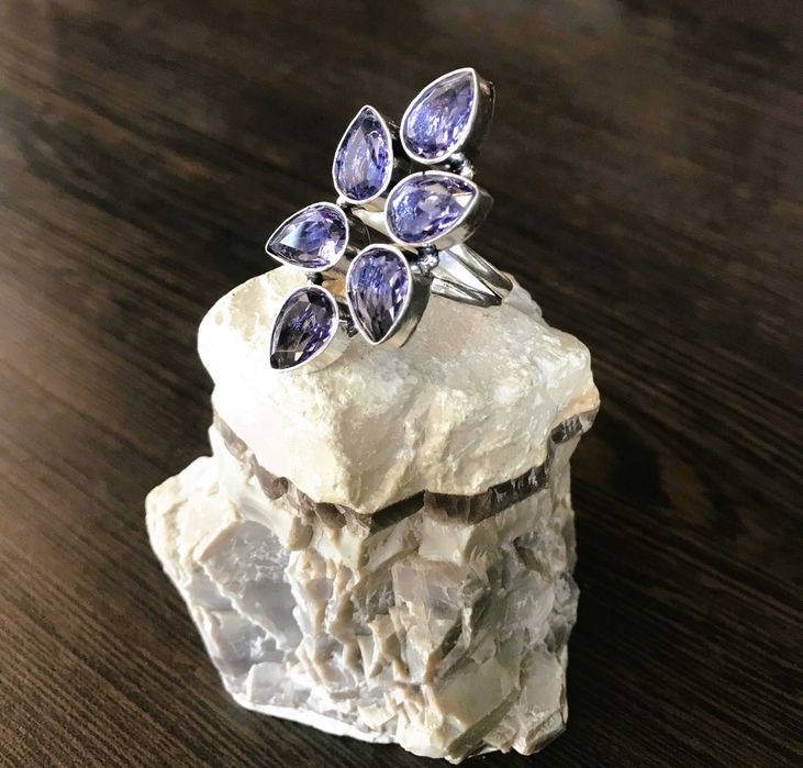 Inel Argint 925 Floare cu Ametiste