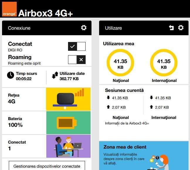 Hotspot portabil router WiFi 4G+ modem SIM Alcatel MW70 cat. 7 300/100