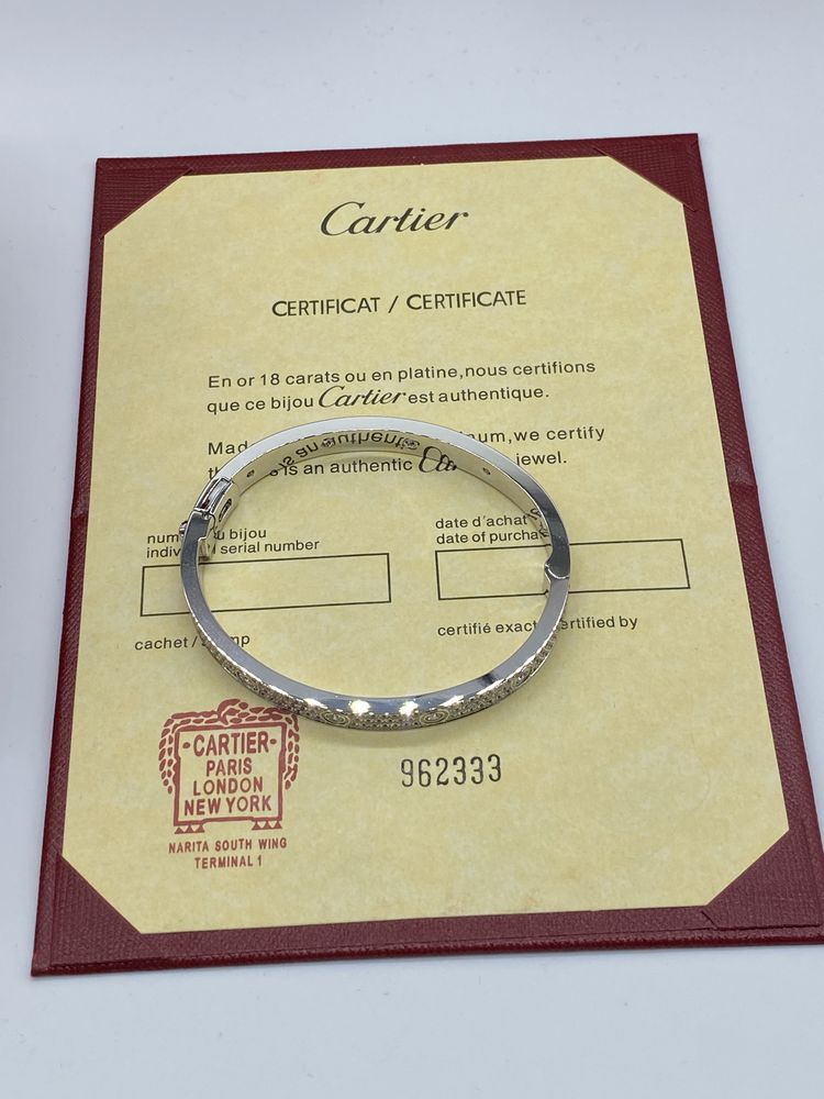 Brățară Cartier LOVE 18 White Gold 24K Full Diamond